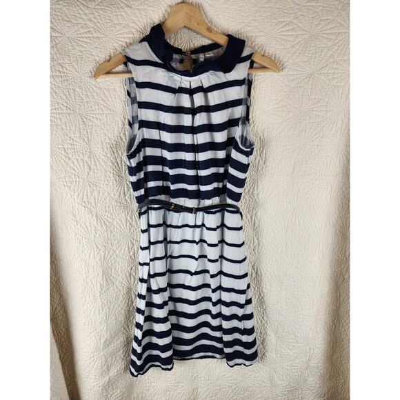 Elle Women's Sundress 90s Striped with Belt Size Small - Picture 1 of 8
